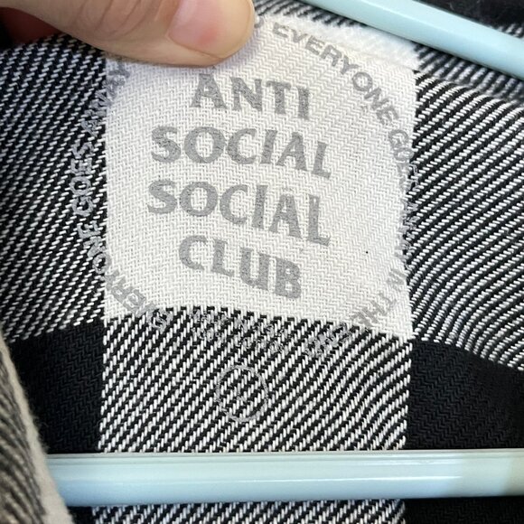 Anti Social Social Club Flannel Plaid Floral Button Down Shirt - Men's Size L - Picture 4 of 14